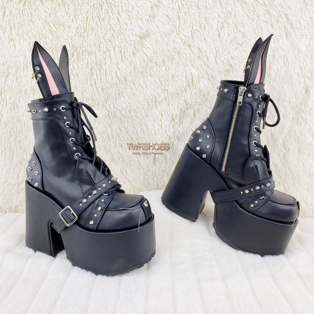 Platform Goth Punk Bunny Cat Ankle Boots